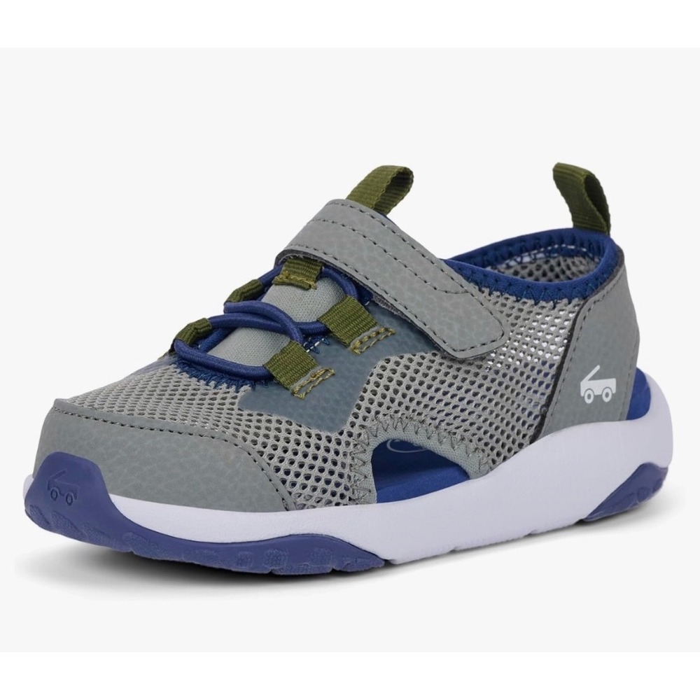 Kids Gray and Blue Mesh Active Sandals - Velcro Closure